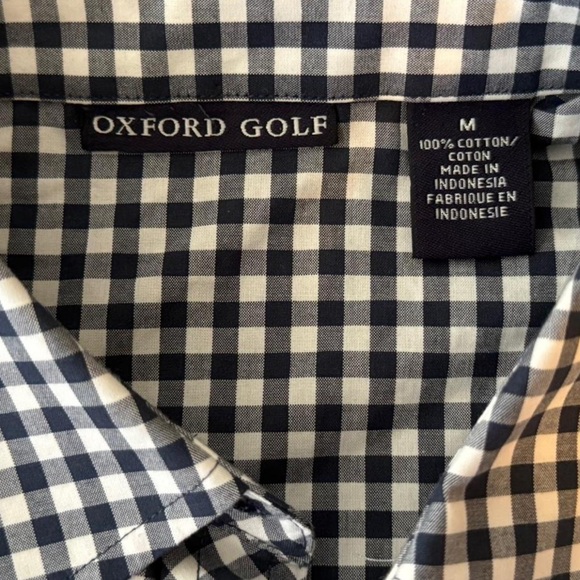 NWT Oxford Golf Navy Gingham Sleeveless Button Down Shirt - Medium - Picture 4 of 6